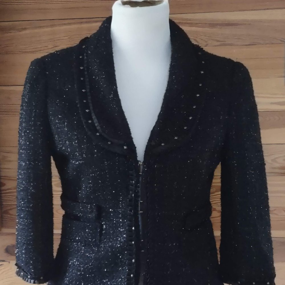 Georgiou Black Jacket Blazer Brass Accents Bracelet Sleeves ***Chic & Classy***M